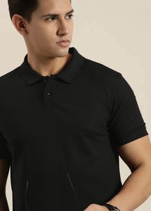 INVICTUS Solid Black Polo T-shirt For Men