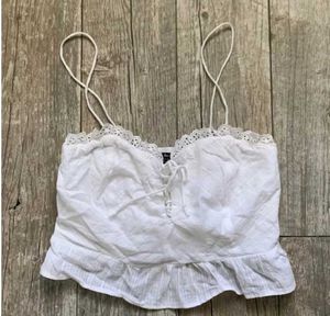 Bershka Powder Blue Lace Trim Cami Top