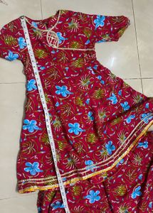 Kids Rayon Kurti Sharara Set(8-10)till Fri