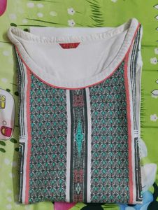 W Printed Off-white Kurta