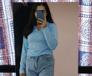 Sky Blue Long Sleeve Polo Top