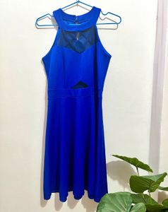 Blue Halter Neck Dress with Mesh Details 🦋💙