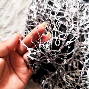 Silver Lace Sparkle Crop Top