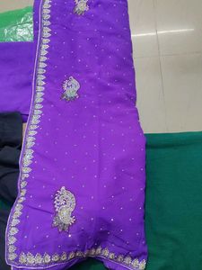 Purple Saree With Bead Work For Women