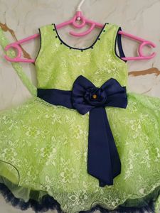 Fluffy Pastel Green Kids Frock