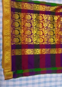 Vintage Model! Elegant Green Checkered Saree