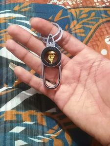 Unique Metal Keychain with Gold Design