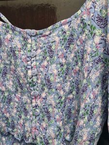 NUON Floral Smocked Crop Top XL