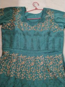 Beautiful Golden Thread Work Gown.