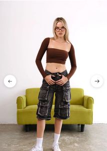 Brown Long Sleeve Crop Top