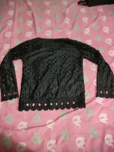 Women Black Top With Lace Work