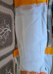 Elegant White &amp; Orange Kurta