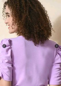 Lilac Cutout Puff Sleeve Top