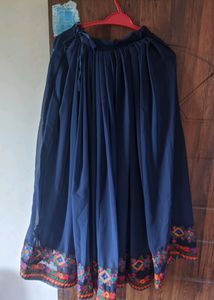 Heavy Embroidery Lehenga Skirt . Navy Blue Colour With Multi color Design . Self Stitched . Worn Only One Times