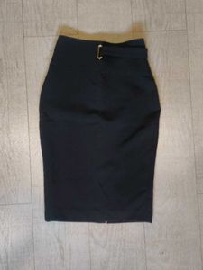 Black formal midi skirt
