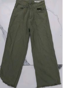 Olive Green Wide Leg Jeans