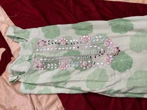 Printed Kurti And Neckline Beautiful Work