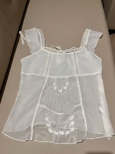 Sheer White Embroidered Top