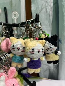 Crochet Handmade Amigurumi Kitty Cat Keychain