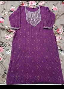 Purple Embroidered Kurta Set