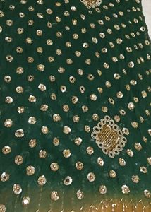 Full Heavy Work saree green and gold combina