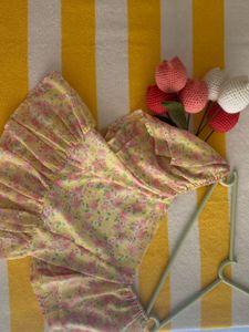 cute yellow color top with floral print