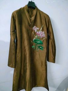 Silk Kurta with Floral Embroidery