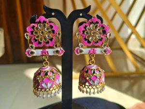 Earrings Jhumkas Pink