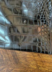 Black Studded Crocodile Tote Bag