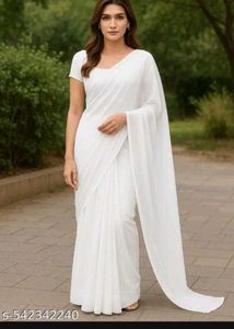 Elegant White Cotton Saree