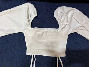 White Velvet Square Neck Top
