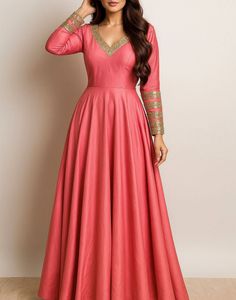 Elegant Coral Ethnic Gown