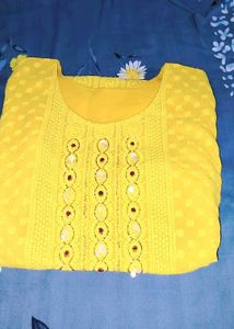 Yellow Embroidered Kurta