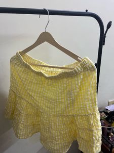 Yellow Gingham Ruffle Mini Skirt