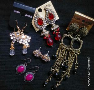 1 Pair Top Earring And 3 Normal Earrings