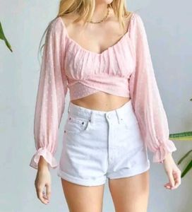 Pink Polka Dot Crop Top