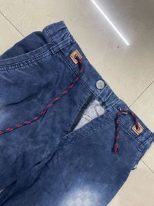 Boys Blue Patterned Jeans