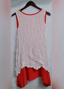Red Sleeveless Self-Design Tank Top (Women)