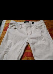 White Distressed Bootcut Jeans
