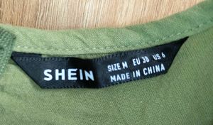 🌸 SHEIN Olive Green Button Down Dress