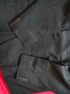 Men Striped Black Suit Blazer