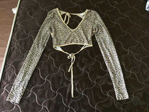 Leopard Print Tie Crop Top