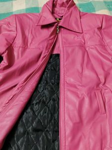 Pink Faux Leather Jacket
