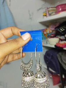 Rhinestone Jhumka Hoop Earrings