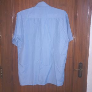 Light Blue Colour Rich Look Half Sleeve Shirt