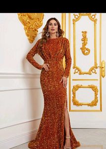 Glamorous Sequin Slit Gown