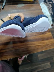Blue Knit Slip-On Sneakers