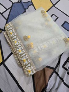net lehanga with embroidery
