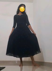 Blue umbrella Kurthi With Pearl Design