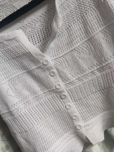 Crochet Knit Button-Up Top